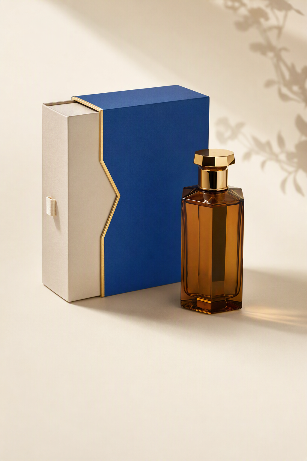 Concept image of a rigid fragrance presentation box with a fitted bottle cavity