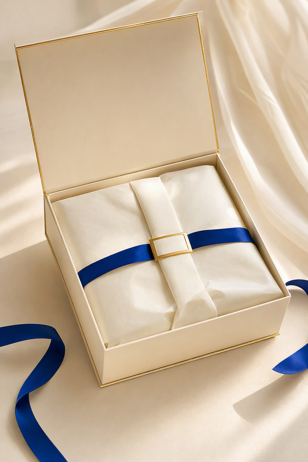 Gift box reveal with a considered interior