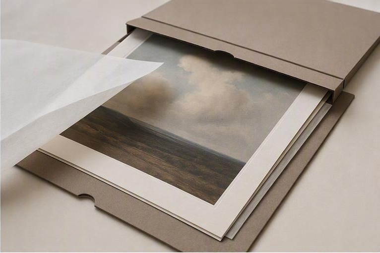 Archival print with generous border and protective wrap
