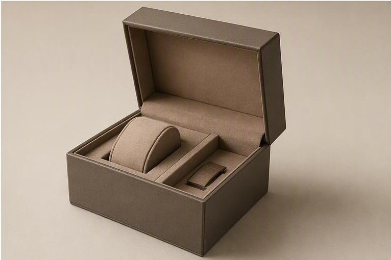 Watch box with a shaped retention cushion