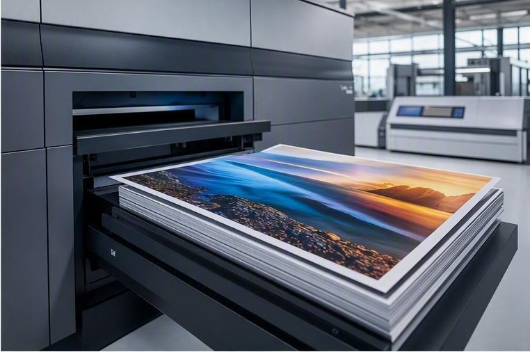 Modern digital press producing vivid short-run print sheets